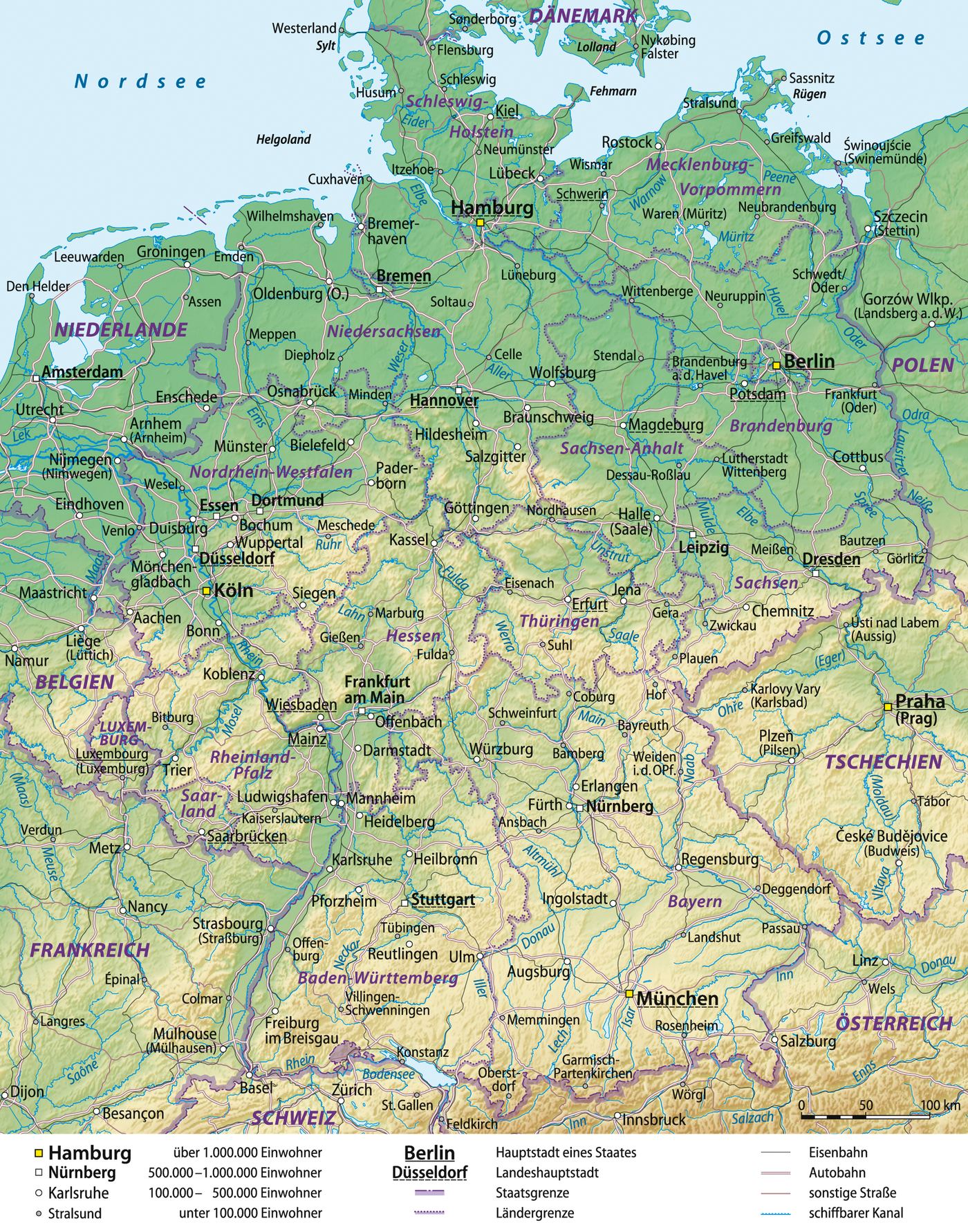General map of Germany, German version